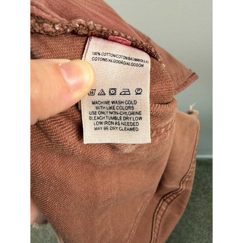 We The Free Denim Mini Skirt Women's 28W (Size 4) Rust Red Raw Hem Zip Front - Picture 5 of 7